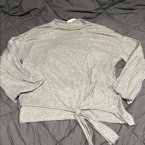 Gray Tie-Front shirt